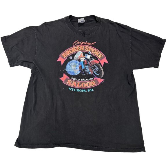 Vintage Broken Spoke Saloon Sturgis Motorcyle Rally Single Stitch XL Tshirt 90s - Picture 2 of 11